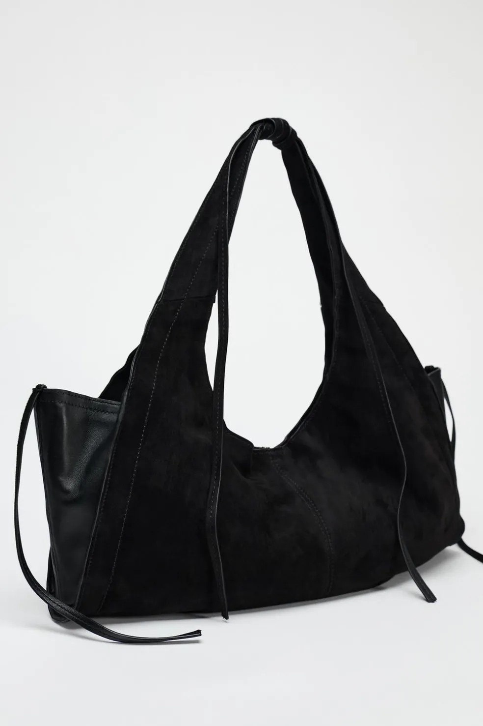 ZARA Malas^TOTE BAG DE PELE COM TIRAS Preto