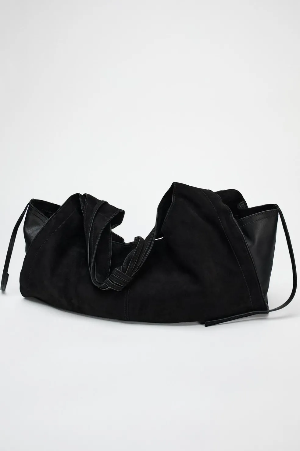 ZARA Malas^TOTE BAG DE PELE COM TIRAS Preto