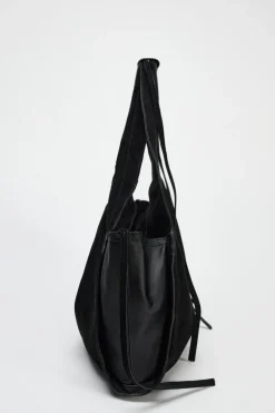 ZARA Malas^TOTE BAG DE PELE COM TIRAS Preto