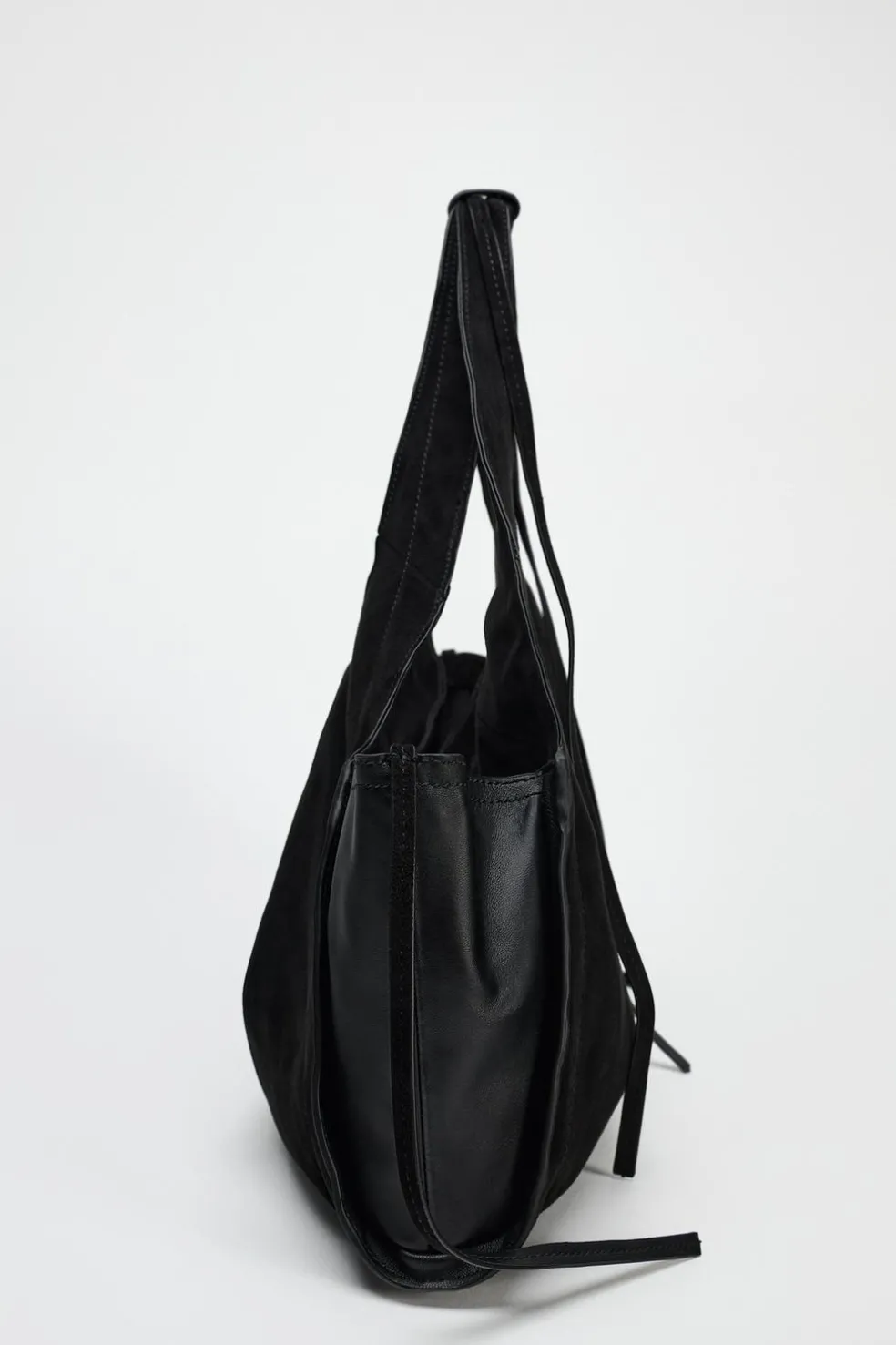ZARA Malas^TOTE BAG DE PELE COM TIRAS Preto