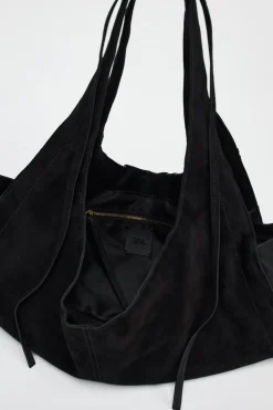 ZARA Malas^TOTE BAG DE PELE COM TIRAS Preto
