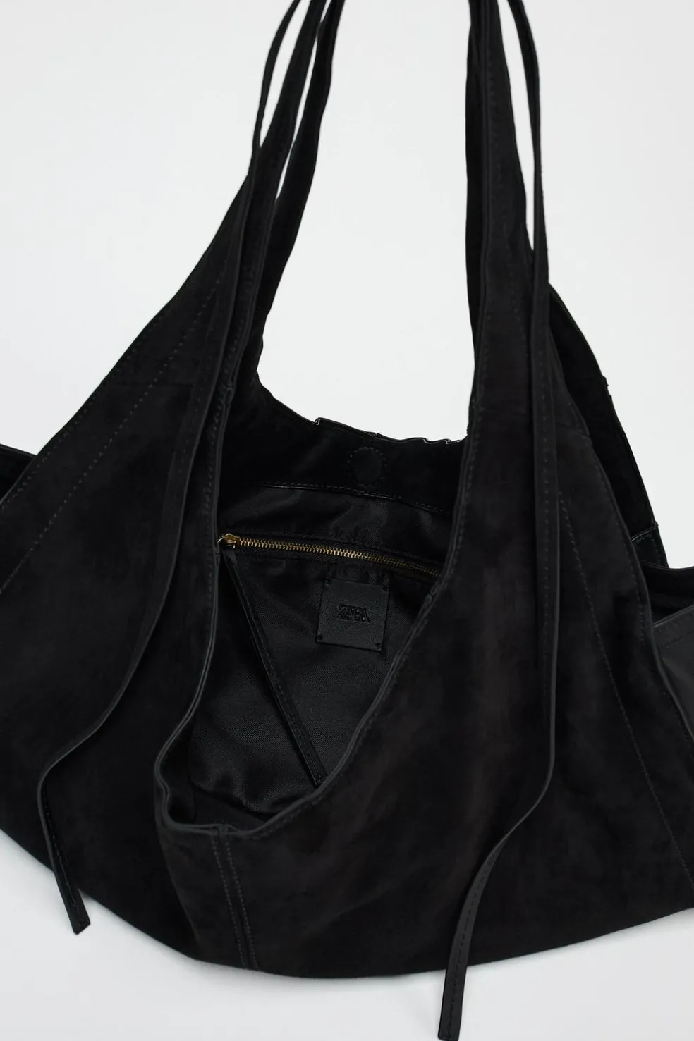 ZARA Malas^TOTE BAG DE PELE COM TIRAS Preto