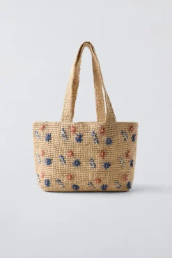 TOTE BAG EM RÁFIA COM BORDADOS - SEA NY-ZARA Shop