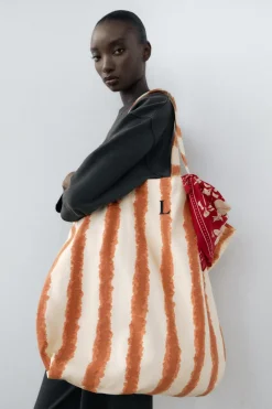 ZARA Malas^TOTE BAG GRANDE ÀS Riscas
