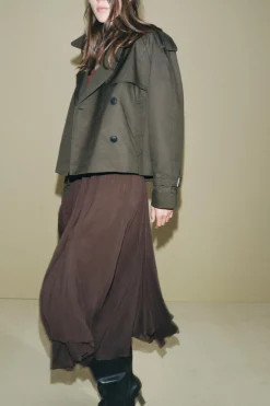 ZARA Sobretudos / Anoraques|Blusões^TRENCH CROP WATER REPELLENT ZW COLLECTION Caqui