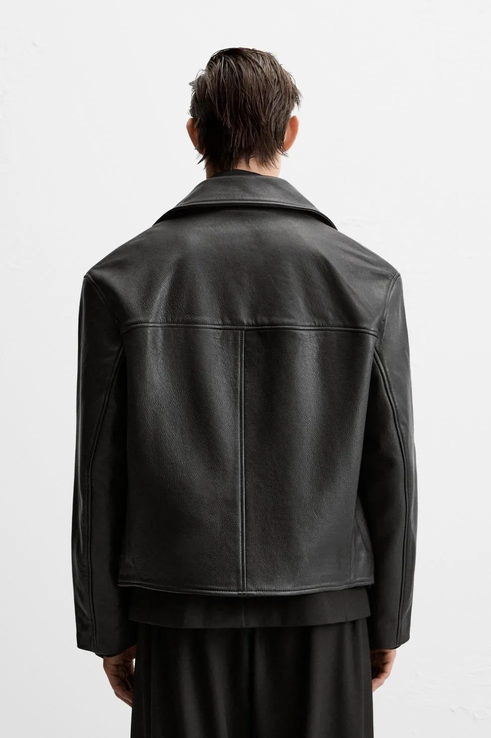 ZARA Blusões|Pele^TRENCH CROPPED FIT PELE Preto