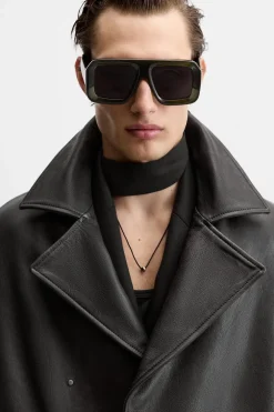 ZARA Blusões|Pele^TRENCH CROPPED FIT PELE Preto