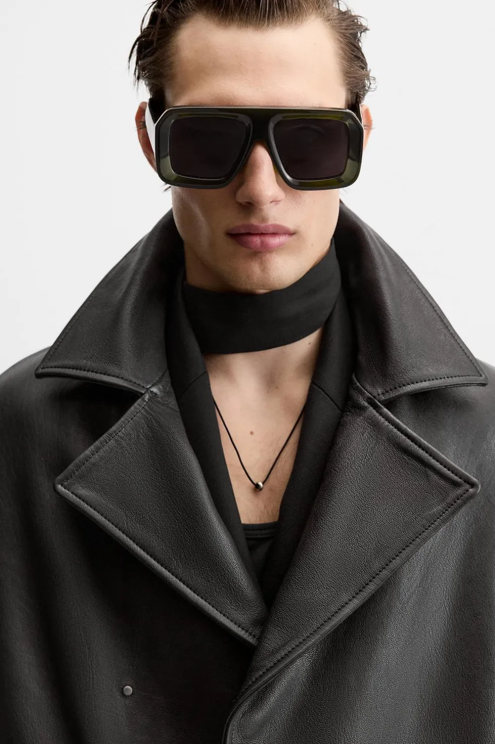 ZARA Blusões|Pele^TRENCH CROPPED FIT PELE Preto