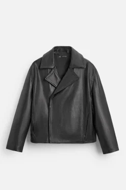 ZARA Blusões|Pele^TRENCH CROPPED FIT PELE Preto