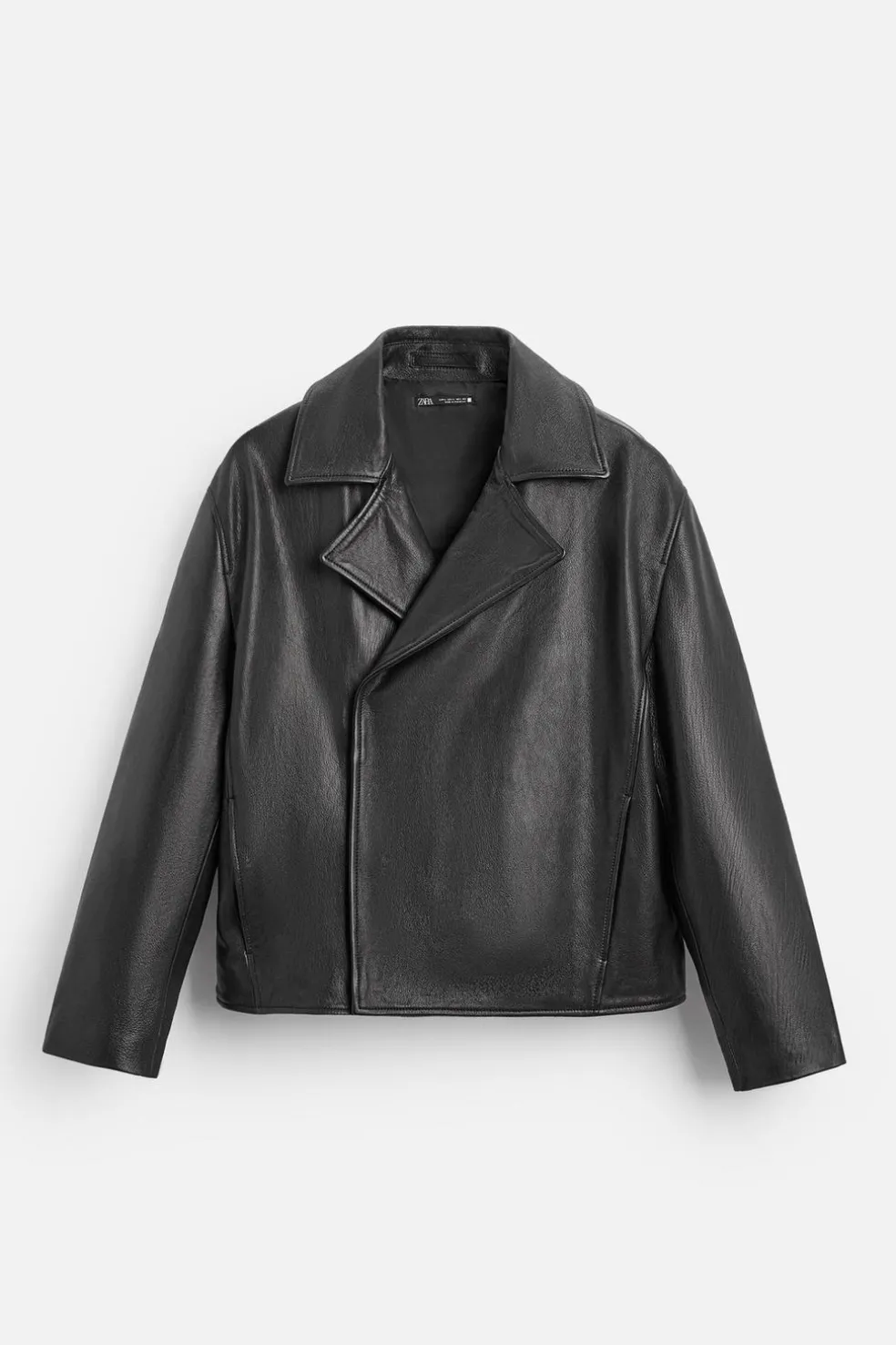 ZARA Blusões|Pele^TRENCH CROPPED FIT PELE Preto