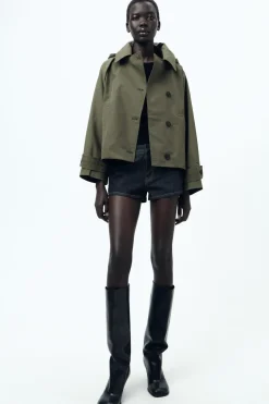 ZARA Sobretudos / Anoraques|Blusões^TRENCH CURTO COM CAPUZ ZW COLLECTION Caqui-claro