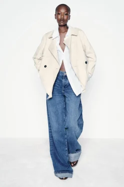 ZARA Sobretudos / Anoraques|Blusões^TRENCH EFEITO ANTE Cru