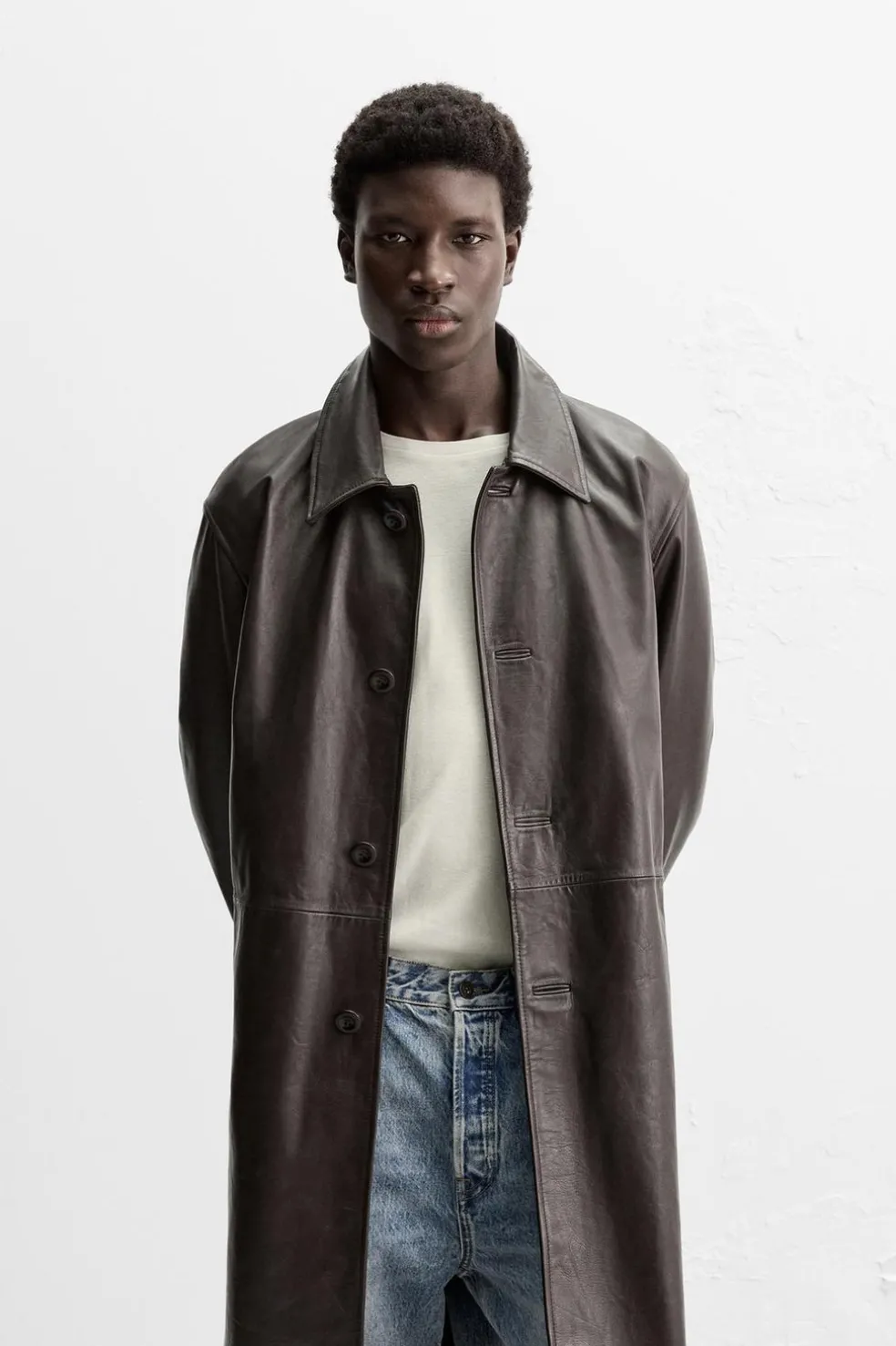 ZARA Sobretudos / Gabardinas|Pele^TRENCH PELE Preto / Castanho