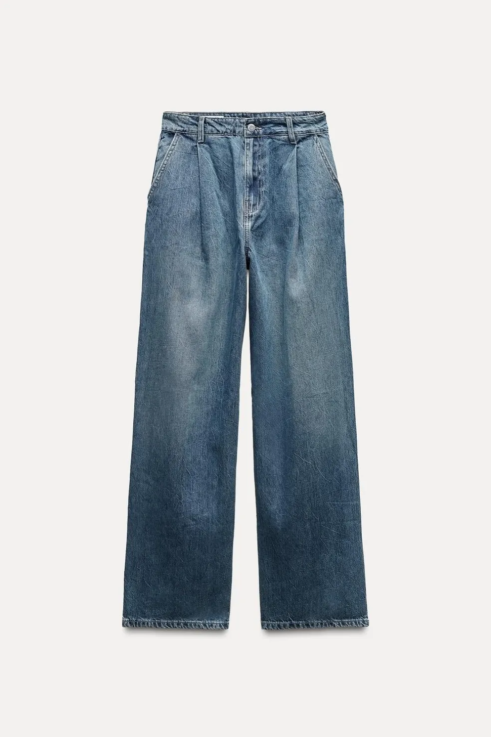 ZARA Jeans^TRF DARTED HIGH-WAIST JEANS Azul