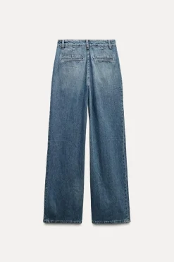 ZARA Jeans^TRF DARTED HIGH-WAIST JEANS Azul