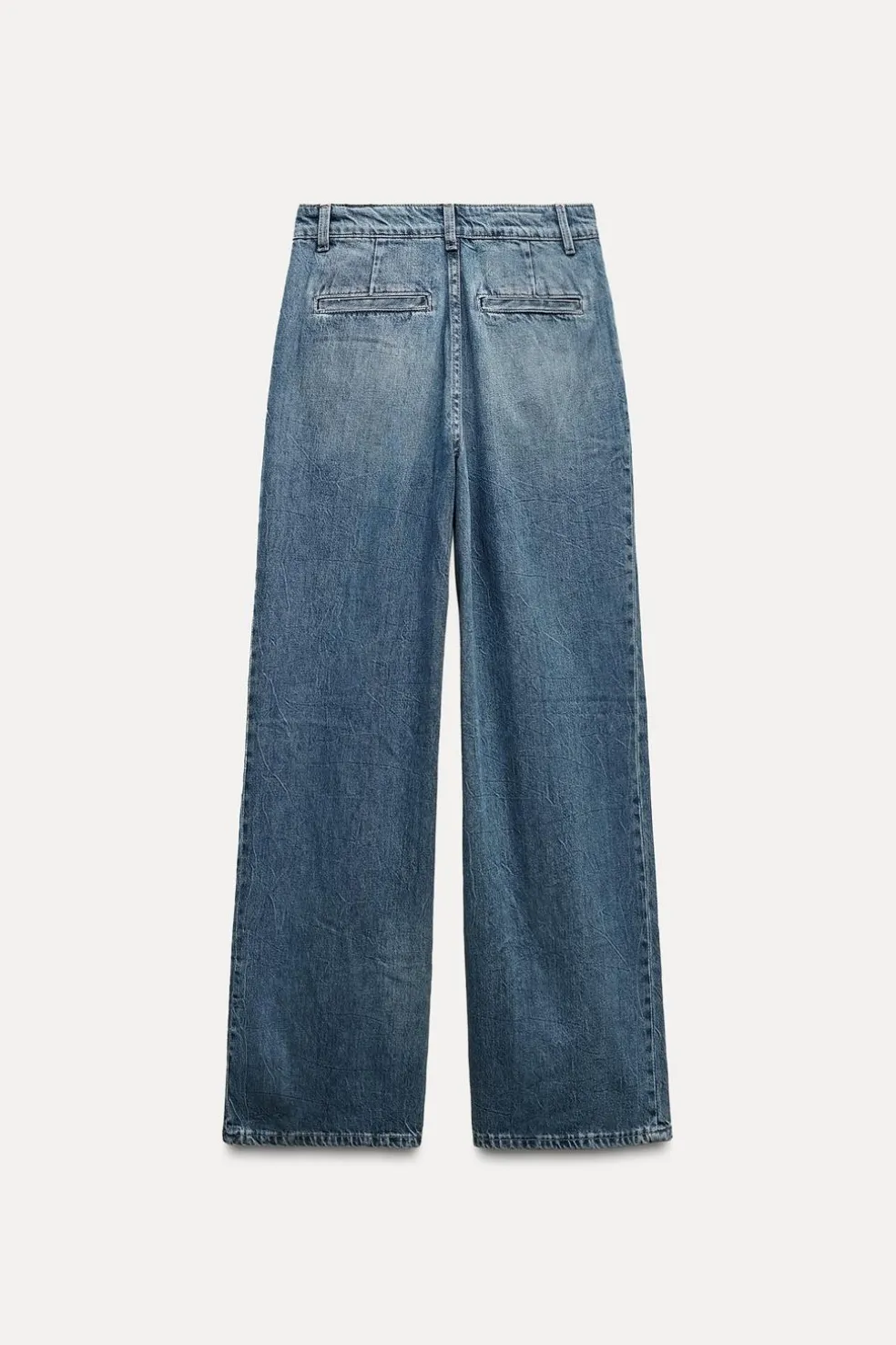 ZARA Jeans^TRF DARTED HIGH-WAIST JEANS Azul