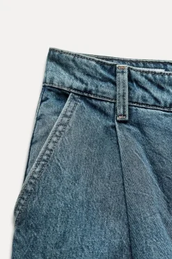 ZARA Jeans^TRF DARTED HIGH-WAIST JEANS Azul