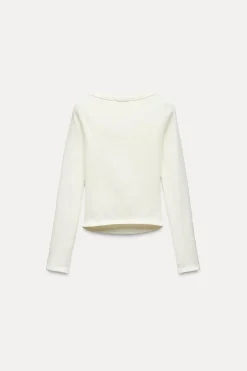 ZARA Winter Layersnew|T-Shirts^T-SHIRT BARCO RIB Branco-marfim