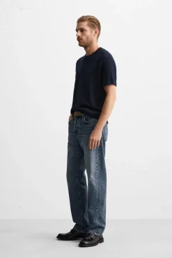 ZARA Camisola / Casacos|T-Shirts^T-SHIRT BÁSICA DE MALHA Azul-marinho