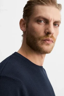 ZARA Camisola / Casacos|T-Shirts^T-SHIRT BÁSICA DE MALHA Azul-marinho