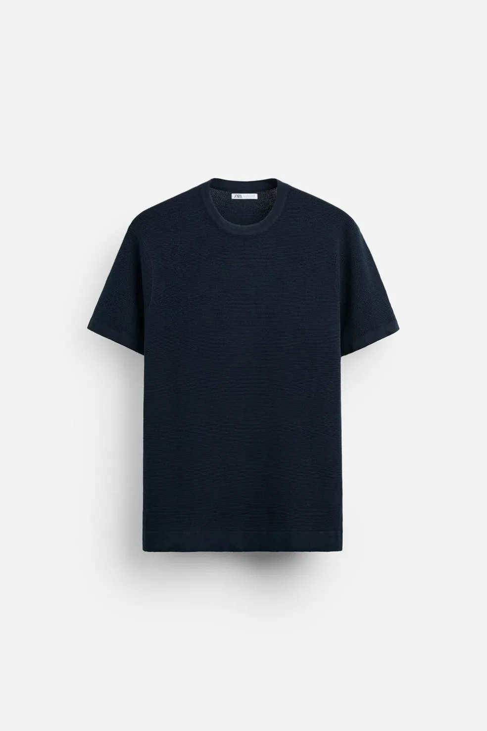 ZARA Camisola / Casacos|T-Shirts^T-SHIRT BÁSICA DE MALHA Azul-marinho