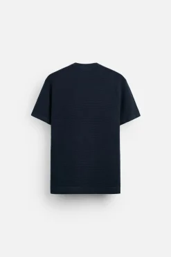 ZARA Camisola / Casacos|T-Shirts^T-SHIRT BÁSICA DE MALHA Azul-marinho