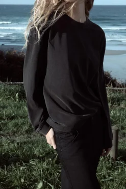 ZARA Winter Layersnew|T-Shirts^T-SHIRT COM EFEITO LAVADO DE MANGA COMPRIDA Preto