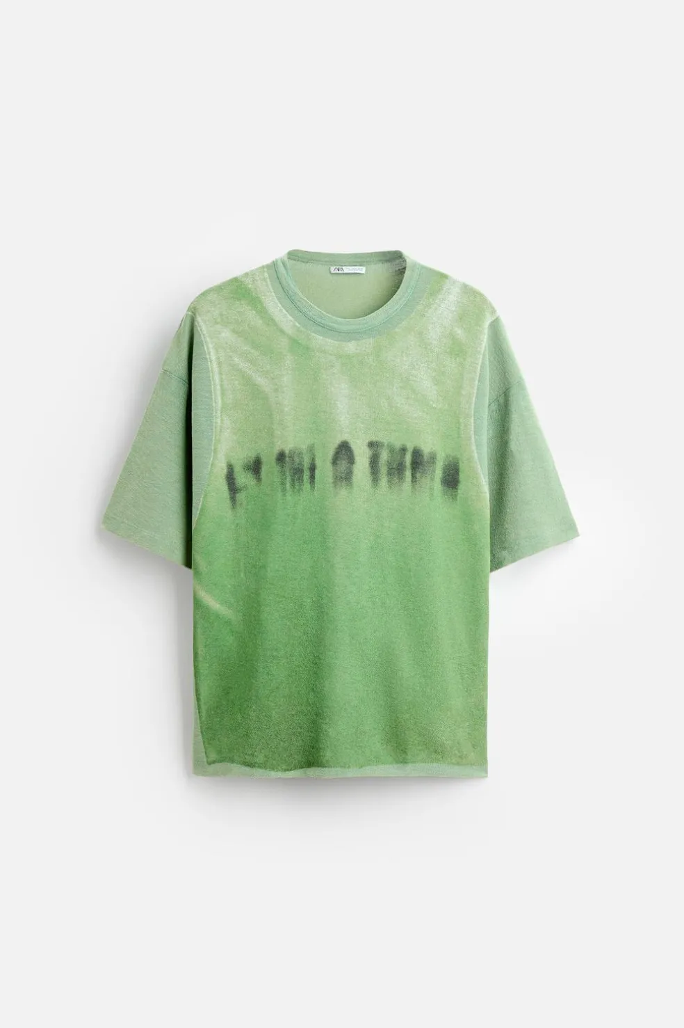 ZARA Camisola / Casacos|T-Shirts^T-SHIRT COM ESTAMPADO DE T-SHIRT Verde