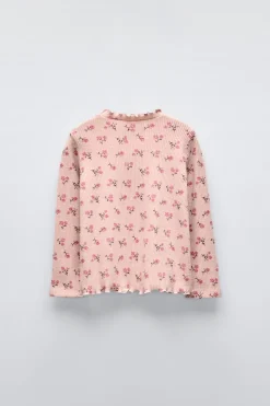 T-SHIRT COM NERVURAS ESTAMPADA SOFT TOUCH-ZARA Flash Sale