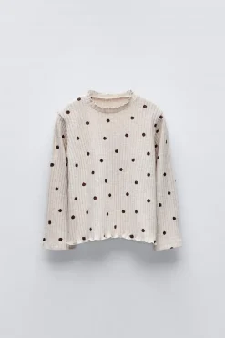 T-SHIRT COM NERVURAS ÀS BOLINHAS SOFT TOUCH-ZARA Online