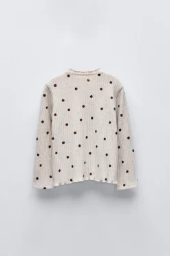 T-SHIRT COM NERVURAS ÀS BOLINHAS SOFT TOUCH-ZARA Online