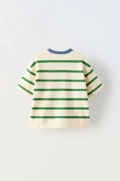 T-SHIRT COM RISCAS EM CONTRASTE-ZARA Best
