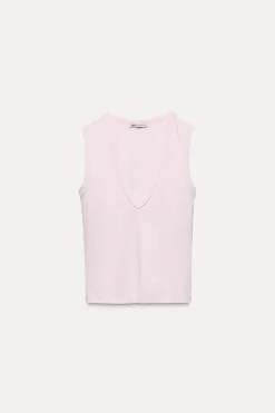 ZARA Sweatshirts / Joggers|T-Shirts^T-SHIRT DE ALGODÃO Rosa-pastel