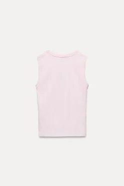 ZARA Sweatshirts / Joggers|T-Shirts^T-SHIRT DE ALGODÃO Rosa-pastel