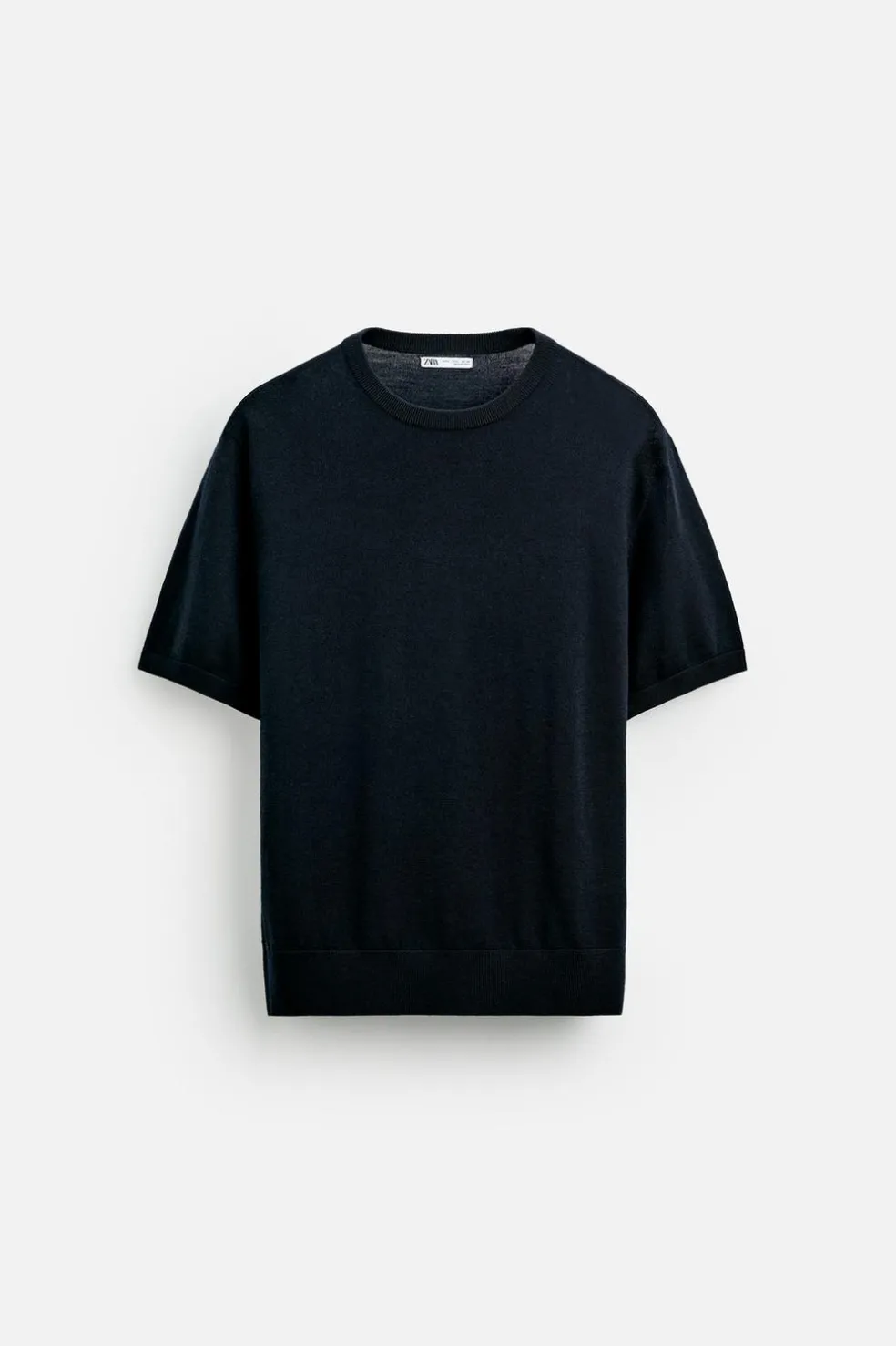 ZARA Camisola / Casacos|T-Shirts^T-SHIRT DE MALHA 100% LÃ LIMITED EDITION Azul-marinho