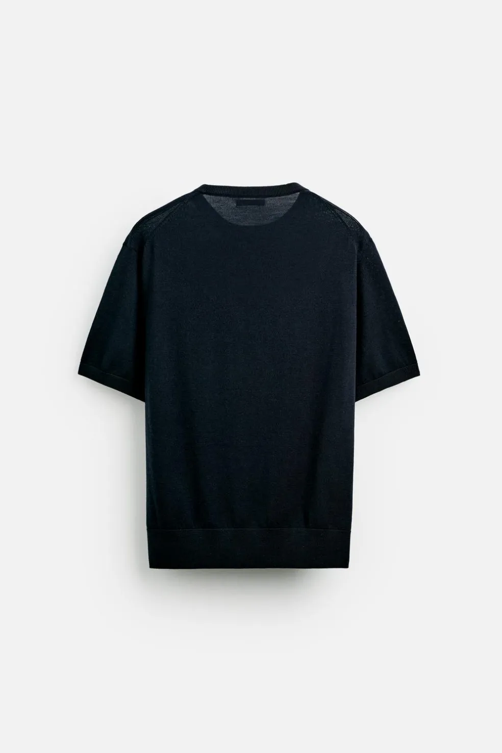 ZARA Camisola / Casacos|T-Shirts^T-SHIRT DE MALHA 100% LÃ LIMITED EDITION Azul-marinho