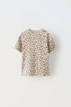 T-SHIRT DE MALHA ABERTA COM ANIMAL PRINT-ZARA Cheap
