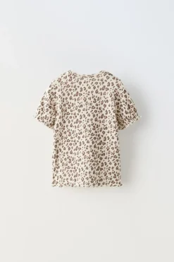 T-SHIRT DE MALHA ABERTA COM ANIMAL PRINT-ZARA Cheap