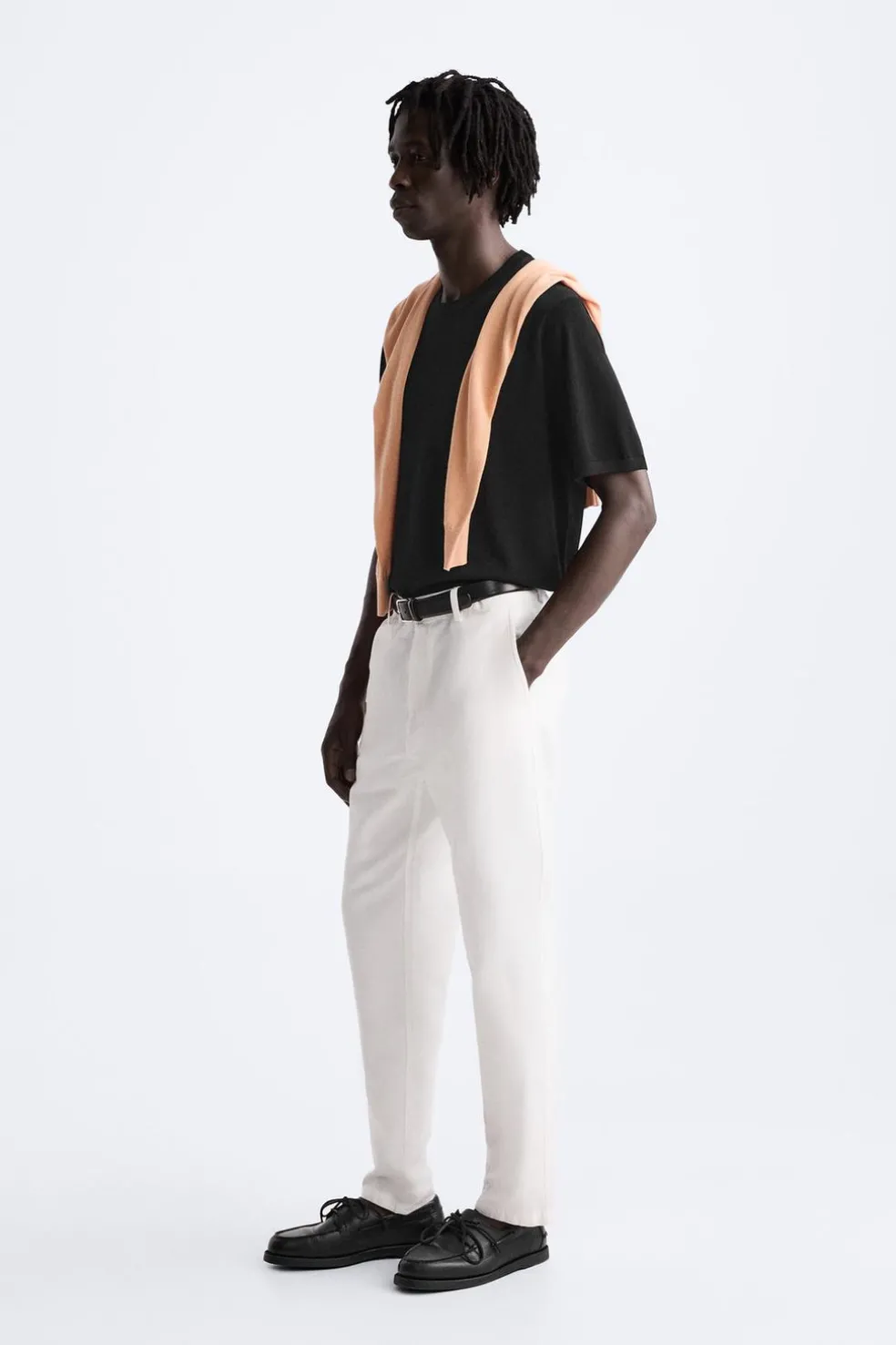 ZARA Camisola / Casacos|T-Shirts^T-SHIRT DE MALHA ALGODÃO - SEDA Preto