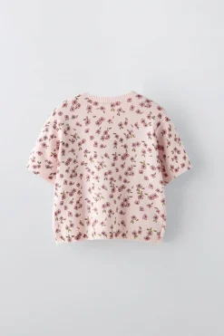 T-SHIRT DE MALHA COM ESTAMPADO FLORAL-ZARA Sale