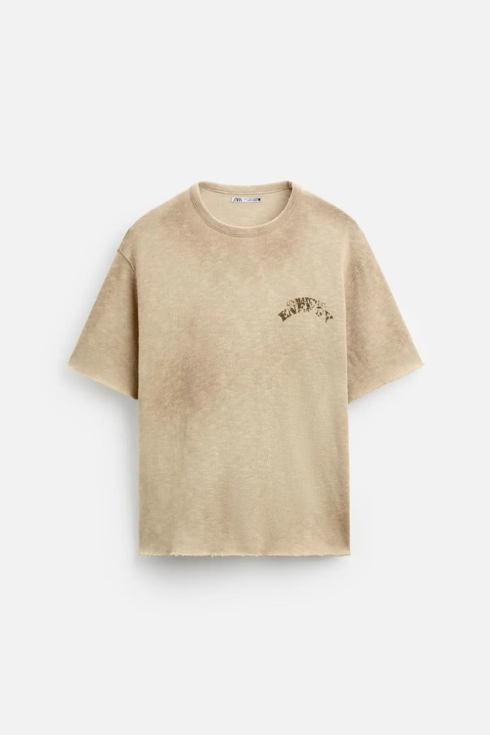 ZARA Camisola / Casacos|T-Shirts^T-SHIRT DE MALHA COM MENSAGEM ESTAMPADA Cru