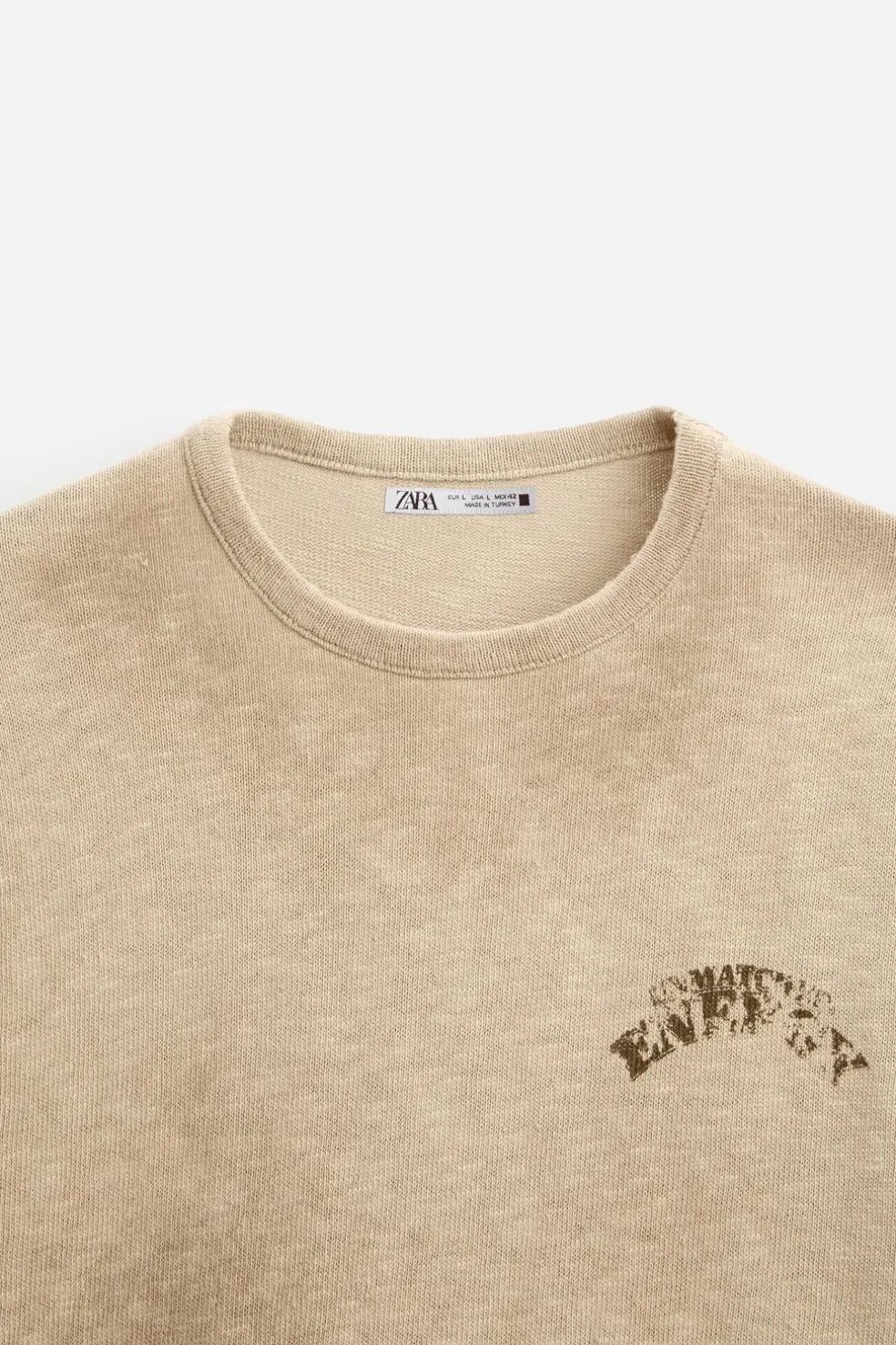 ZARA Camisola / Casacos|T-Shirts^T-SHIRT DE MALHA COM MENSAGEM ESTAMPADA Cru
