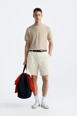 ZARA Camisola / Casacos|T-Shirts^T-SHIRT DE MALHA COM MISTURA DE VISCOSE Areia