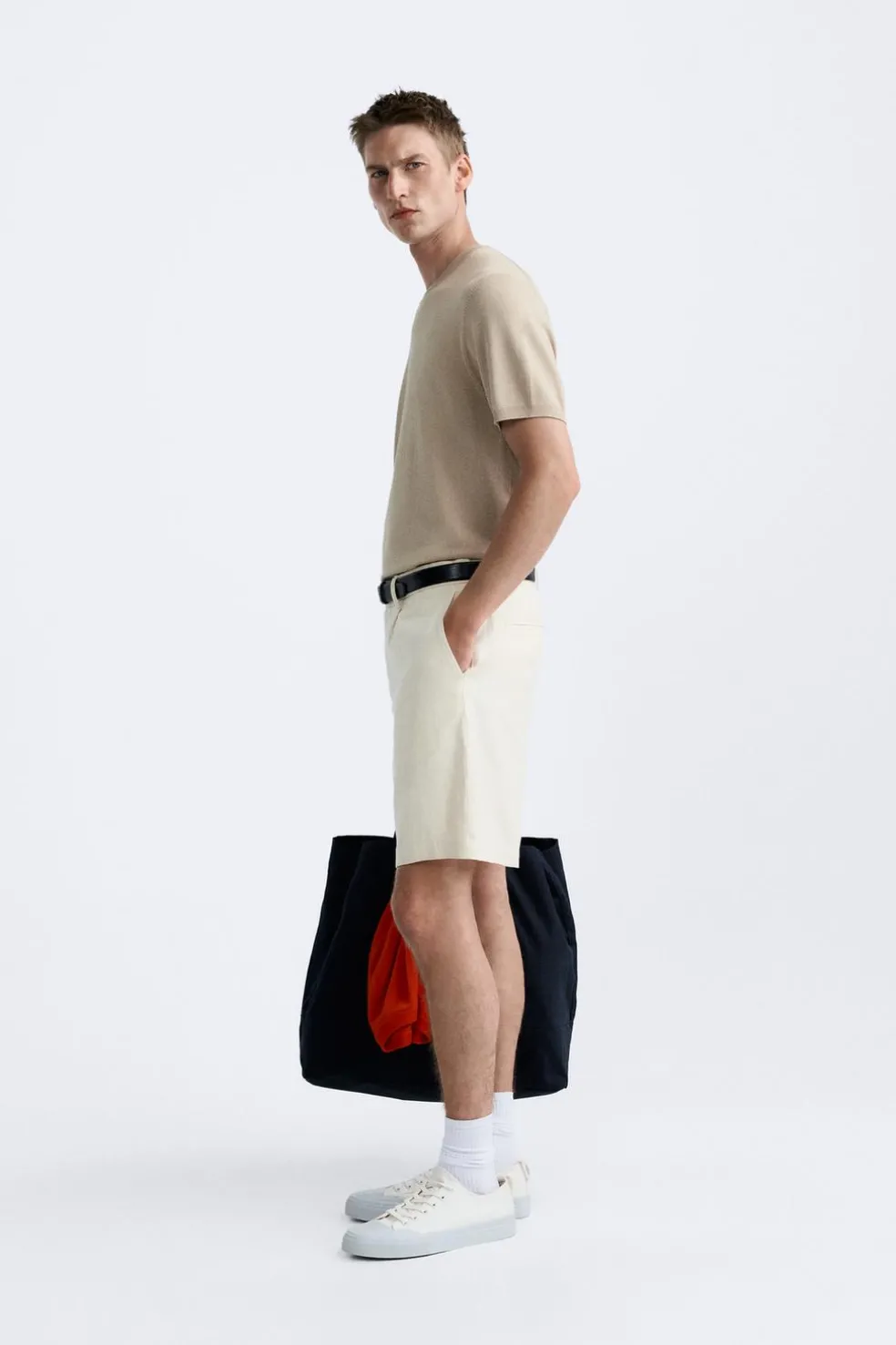 ZARA Camisola / Casacos|T-Shirts^T-SHIRT DE MALHA COM MISTURA DE VISCOSE Areia