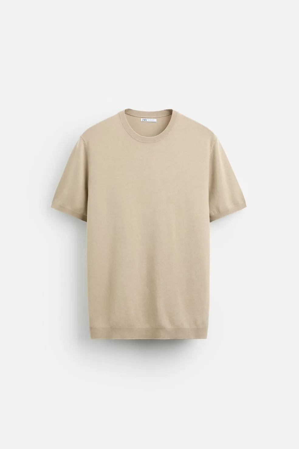 ZARA Camisola / Casacos|T-Shirts^T-SHIRT DE MALHA COM MISTURA DE VISCOSE Areia