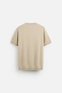 ZARA Camisola / Casacos|T-Shirts^T-SHIRT DE MALHA COM MISTURA DE VISCOSE Areia