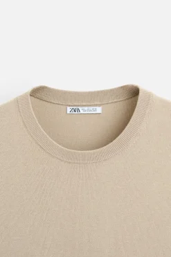 ZARA Camisola / Casacos|T-Shirts^T-SHIRT DE MALHA COM MISTURA DE VISCOSE Areia