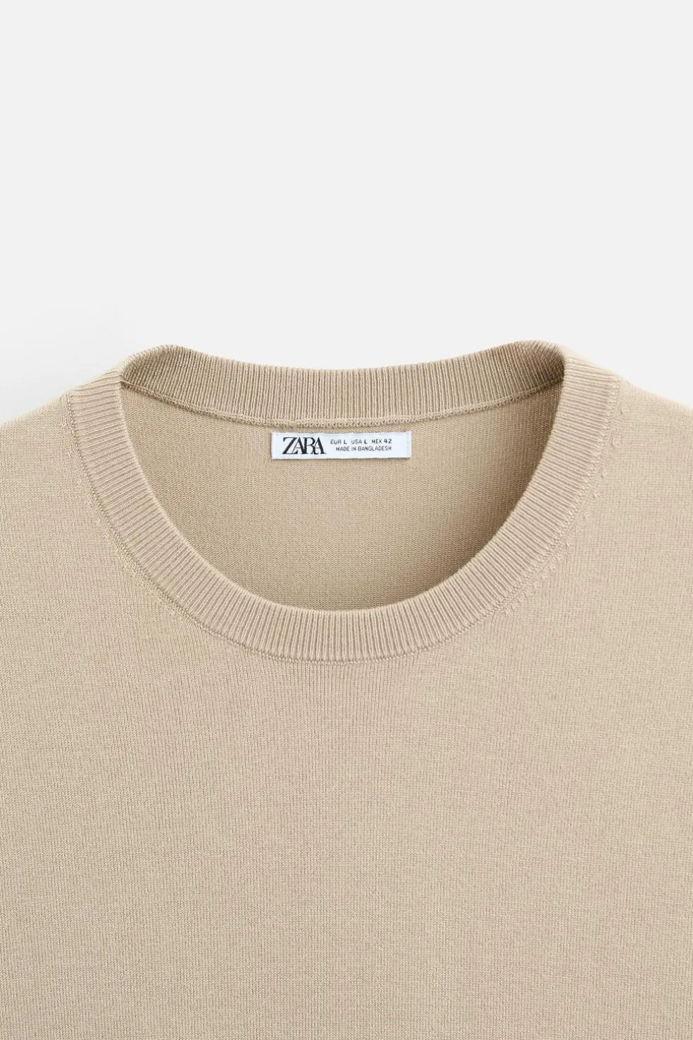 ZARA Camisola / Casacos|T-Shirts^T-SHIRT DE MALHA COM MISTURA DE VISCOSE Areia