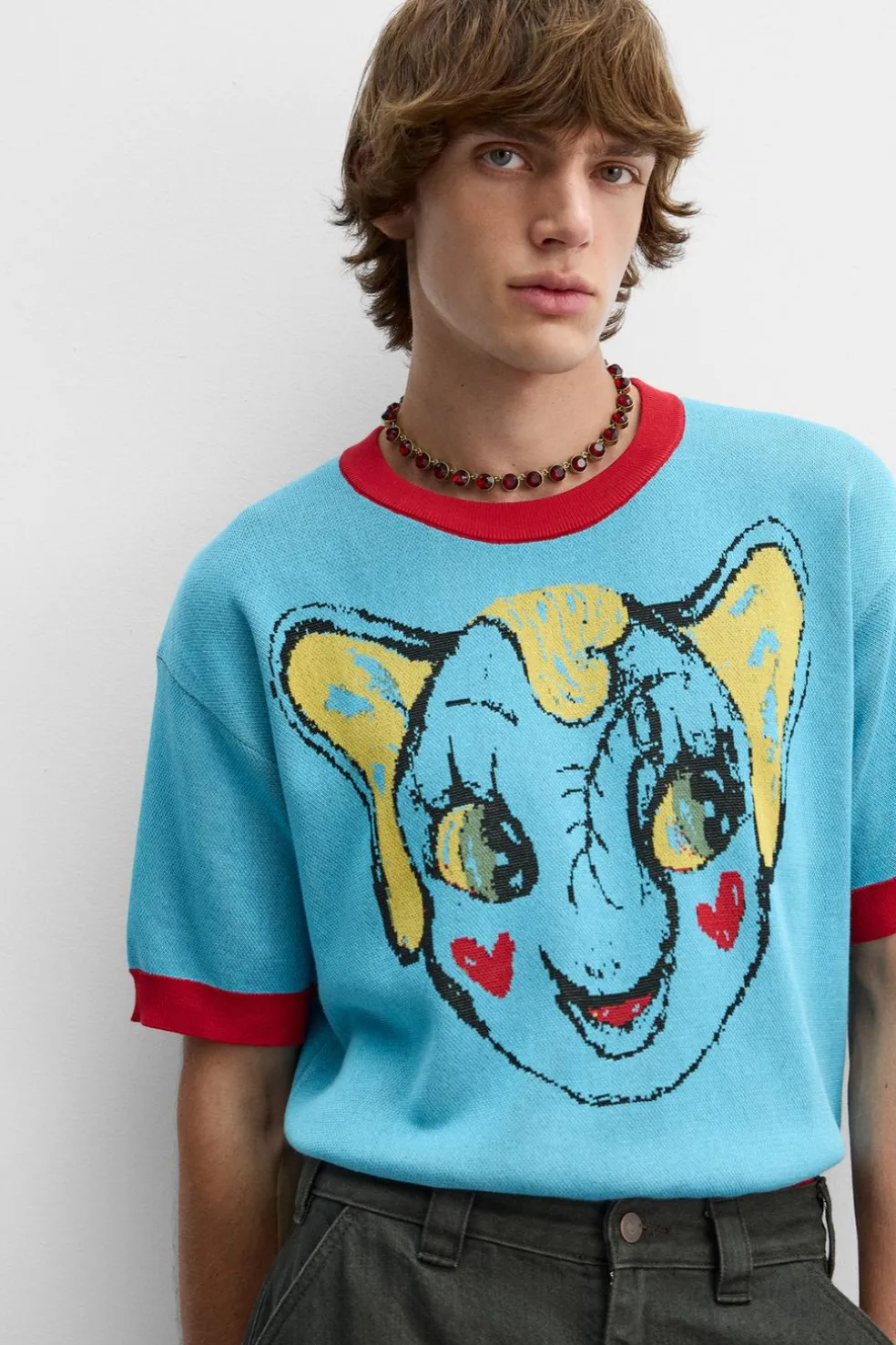 ZARA Camisola / Casacos|T-Shirts^T-SHIRT DE MALHA JACQUARD COM ELEFANTE X HARRY LAMBERT Azul