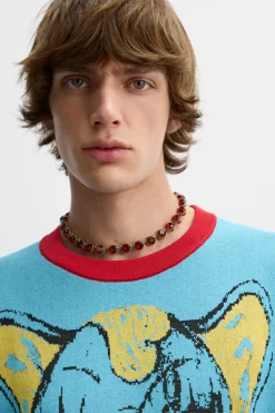 ZARA Camisola / Casacos|T-Shirts^T-SHIRT DE MALHA JACQUARD COM ELEFANTE X HARRY LAMBERT Azul